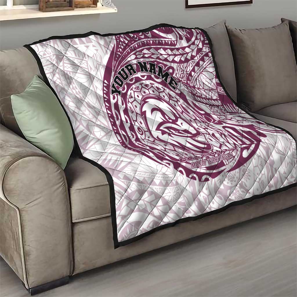 Personalized Manly Warringah Sea Eagles Quilt Polynesian Tribal Chest and Sleeve Tattoo