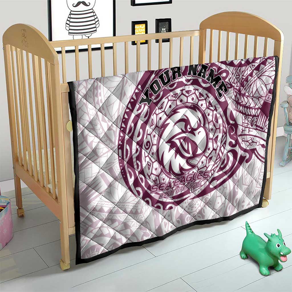 Personalized Manly Warringah Sea Eagles Quilt Polynesian Tribal Chest and Sleeve Tattoo