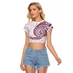 Personalized Manly Warringah Sea Eagles Raglan Cropped T Shirt Polynesian Tribal Chest and Sleeve Tattoo