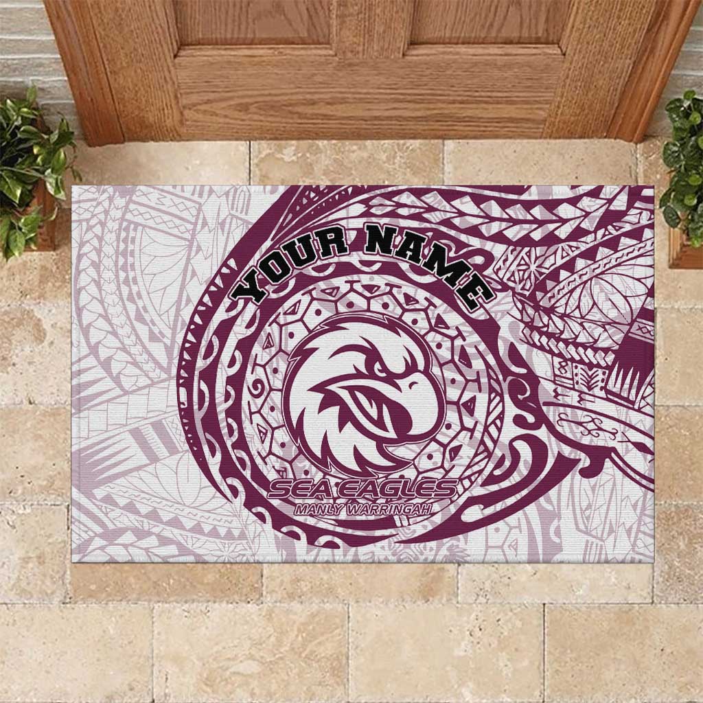 Personalized Manly Warringah Sea Eagles Rubber Doormat Polynesian Tribal Chest and Sleeve Tattoo