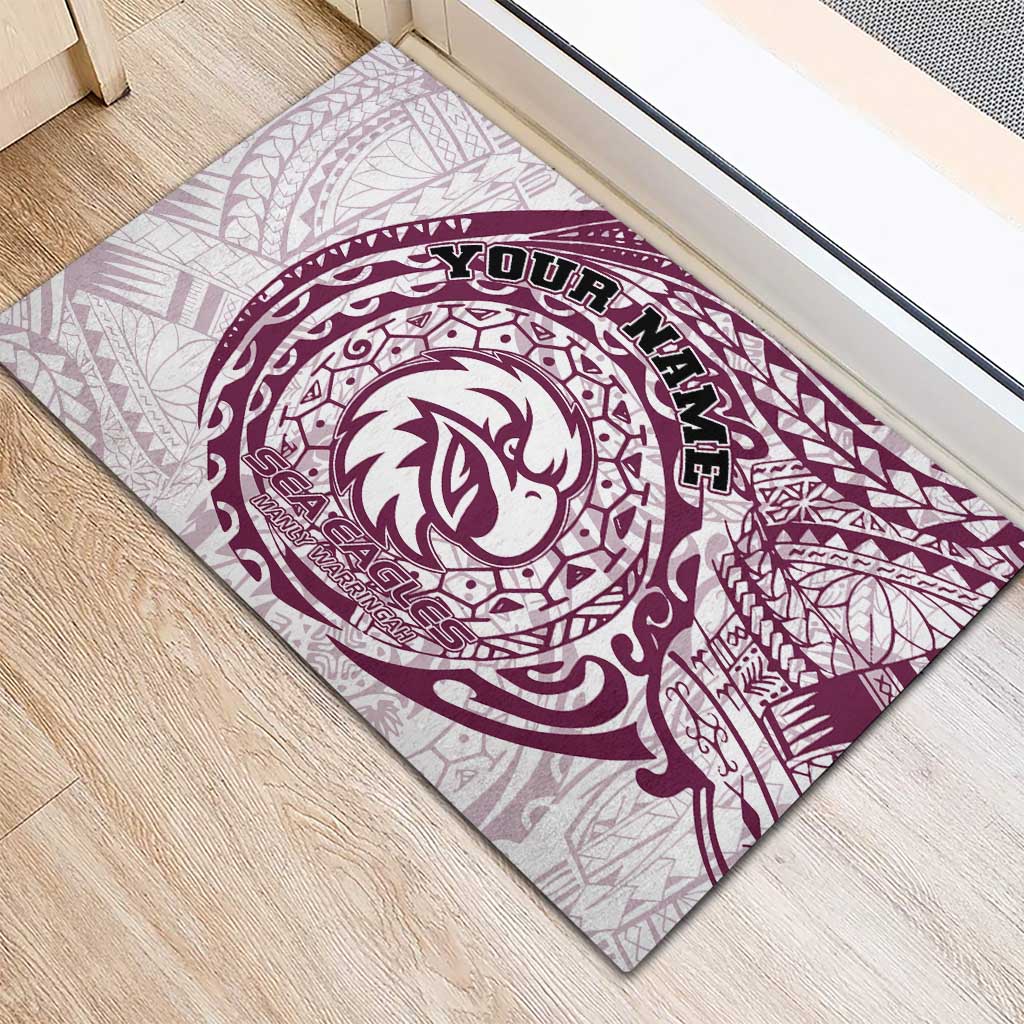 Personalized Manly Warringah Sea Eagles Rubber Doormat Polynesian Tribal Chest and Sleeve Tattoo