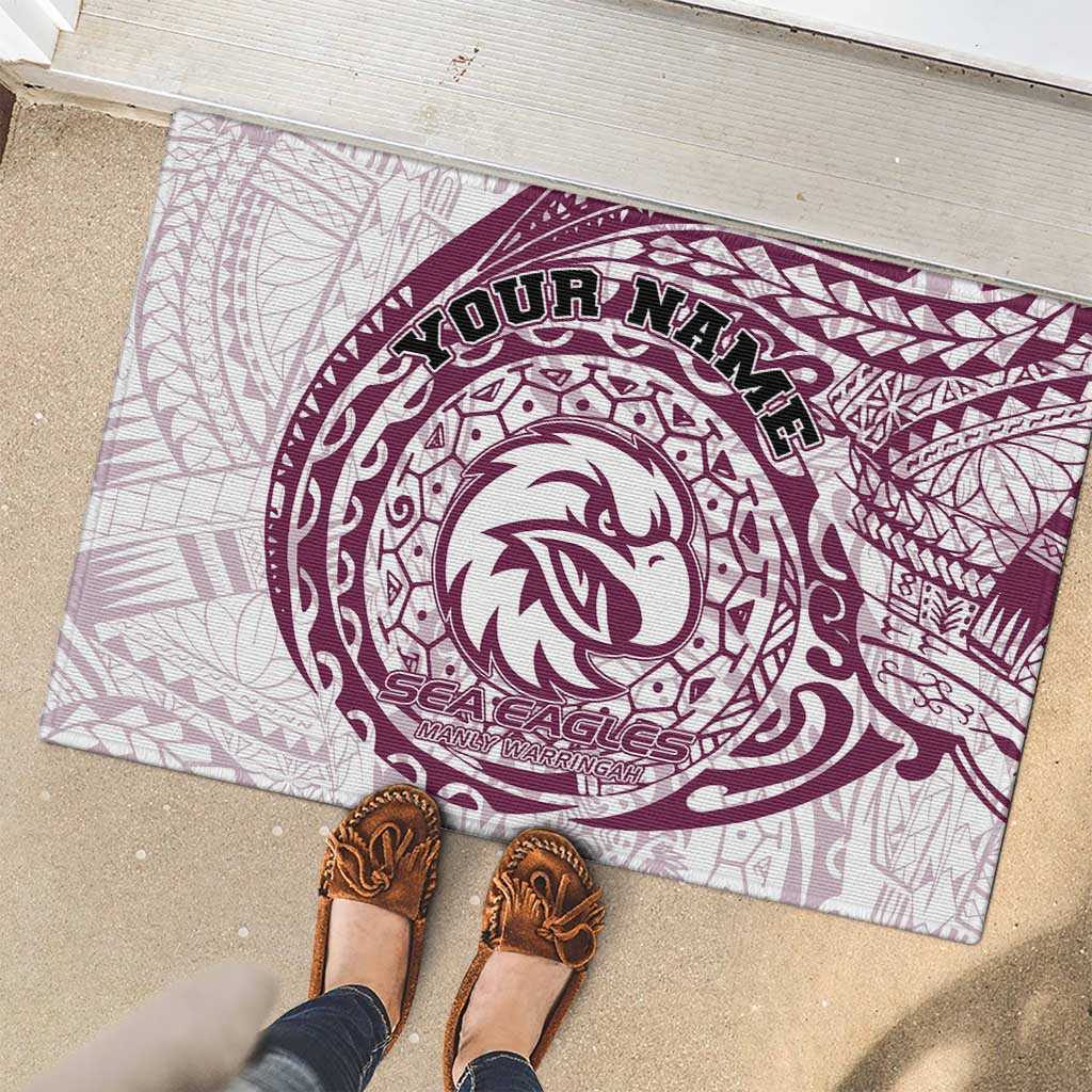 Personalized Manly Warringah Sea Eagles Rubber Doormat Polynesian Tribal Chest and Sleeve Tattoo