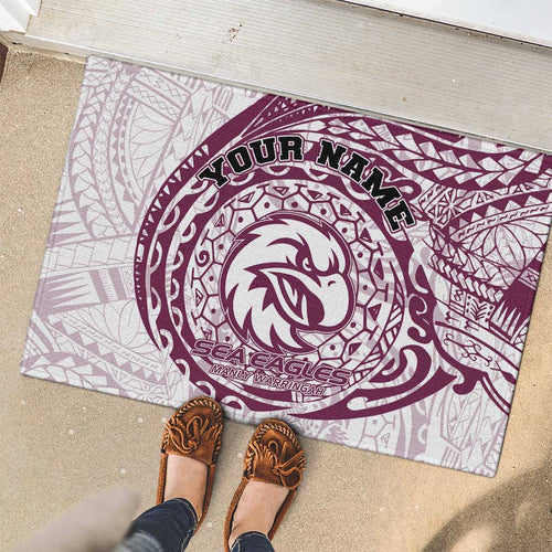 Personalized Manly Warringah Sea Eagles Rubber Doormat Polynesian Tribal Chest and Sleeve Tattoo