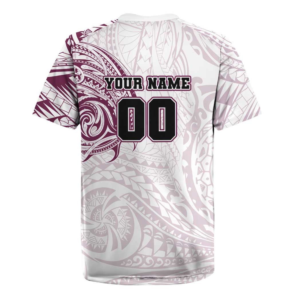 Personalized Manly Warringah Sea Eagles Rugby Jersey Polynesian Tribal Chest and Sleeve Tattoo