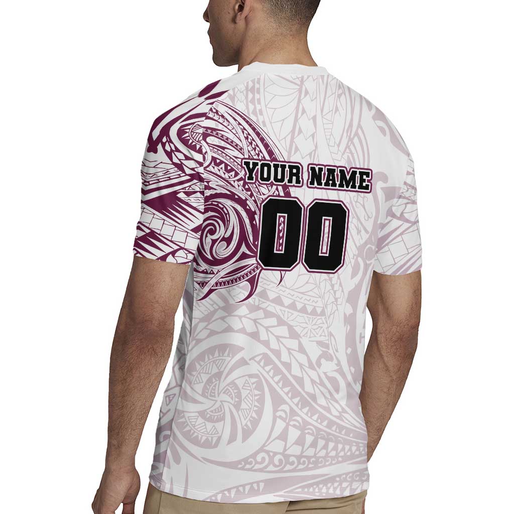 Personalized Manly Warringah Sea Eagles Rugby Jersey Polynesian Tribal Chest and Sleeve Tattoo