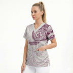 Personalized Manly Warringah Sea Eagles Scrub Top Polynesian Tribal Chest and Sleeve Tattoo