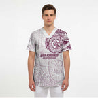 Personalized Manly Warringah Sea Eagles Scrub Top Polynesian Tribal Chest and Sleeve Tattoo