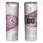 Personalized Manly Warringah Sea Eagles Skinny Tumbler Polynesian Tribal Chest and Sleeve Tattoo
