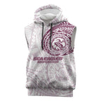 Personalized Manly Warringah Sea Eagles Sleeveless Hoodie Polynesian Tribal Chest and Sleeve Tattoo