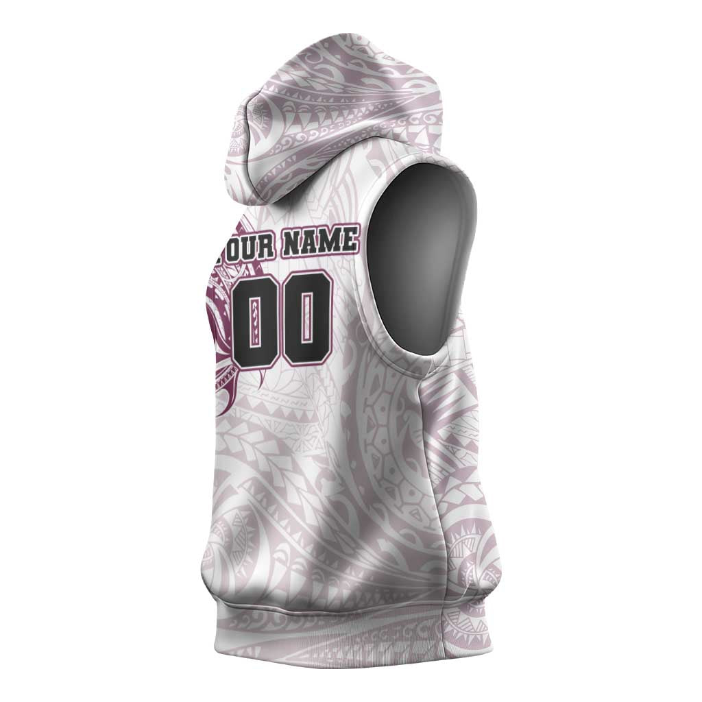 Personalized Manly Warringah Sea Eagles Sleeveless Hoodie Polynesian Tribal Chest and Sleeve Tattoo