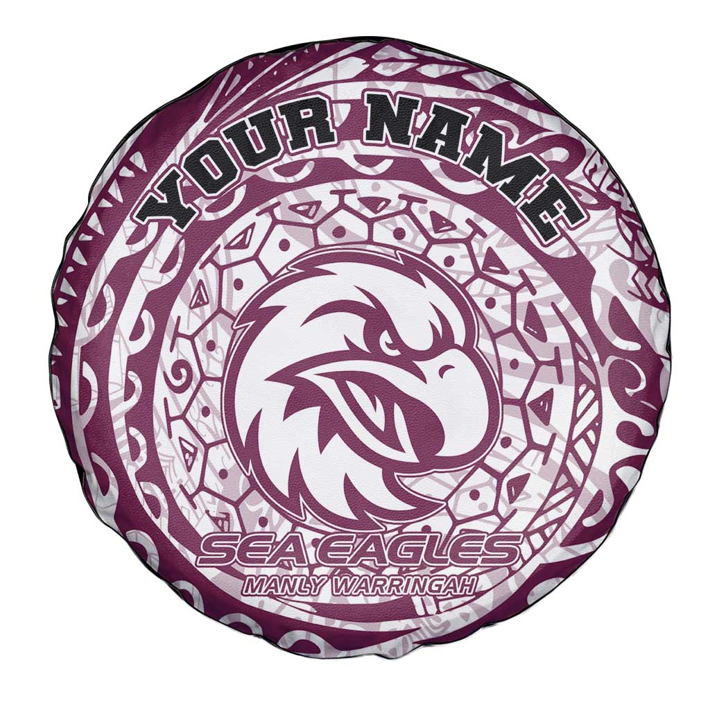 Personalized Manly Warringah Sea Eagles Spare Tire Cover Polynesian Tribal Chest and Sleeve Tattoo