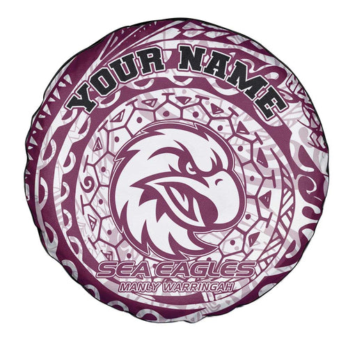 Personalized Manly Warringah Sea Eagles Spare Tire Cover Polynesian Tribal Chest and Sleeve Tattoo
