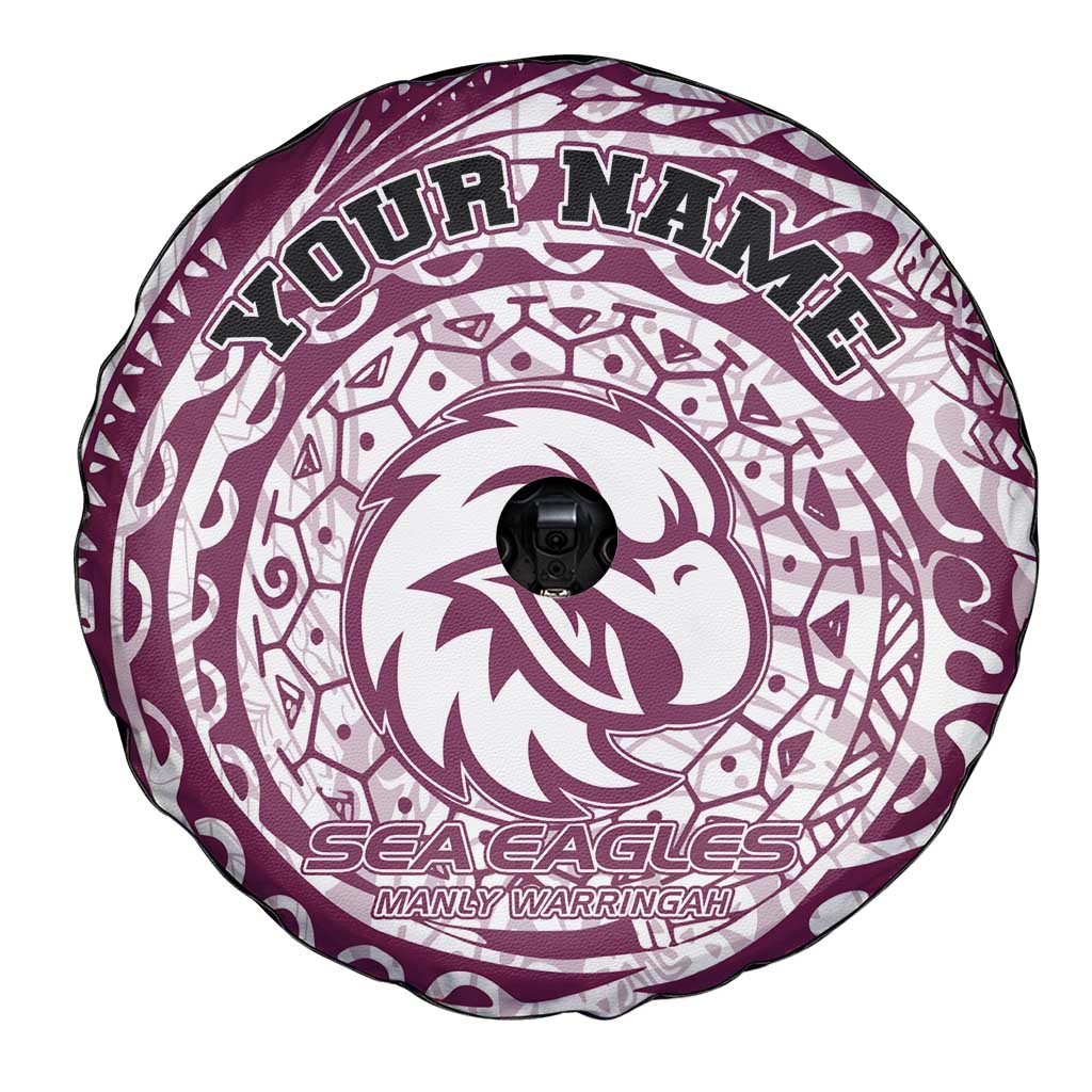 Personalized Manly Warringah Sea Eagles Spare Tire Cover Polynesian Tribal Chest and Sleeve Tattoo