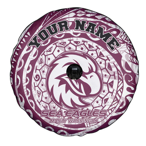 Personalized Manly Warringah Sea Eagles Spare Tire Cover Polynesian Tribal Chest and Sleeve Tattoo