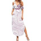 Personalized Manly Warringah Sea Eagles Summer Maxi Dress Polynesian Tribal Chest and Sleeve Tattoo