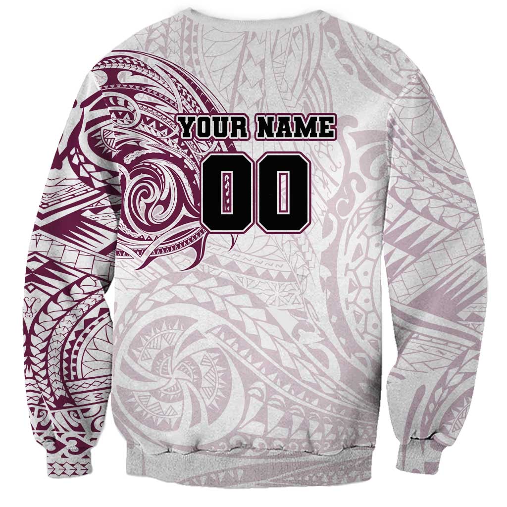 Personalized Manly Warringah Sea Eagles Sweatshirt Polynesian Tribal Chest and Sleeve Tattoo