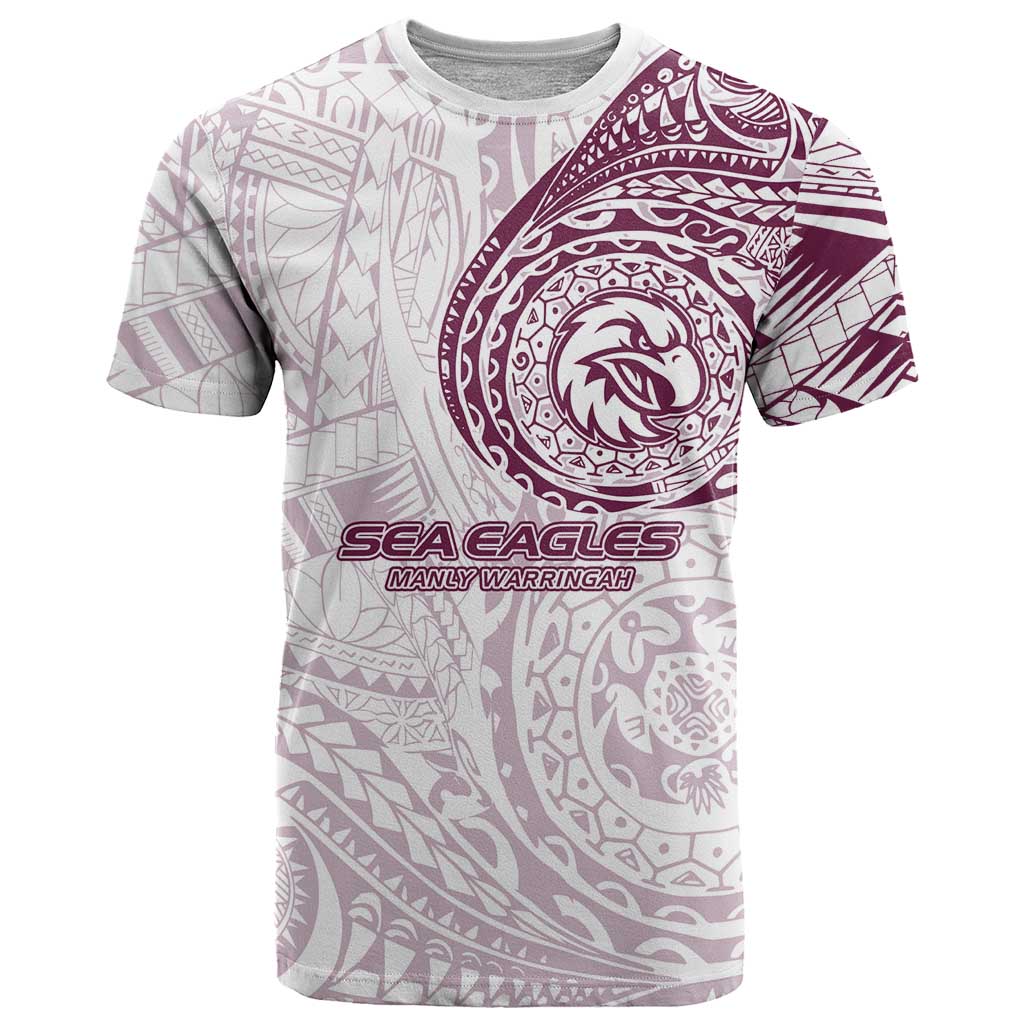 Personalized Manly Warringah Sea Eagles T Shirt Polynesian Tribal Chest and Sleeve Tattoo
