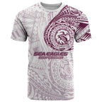 Personalized Manly Warringah Sea Eagles T Shirt Polynesian Tribal Chest and Sleeve Tattoo
