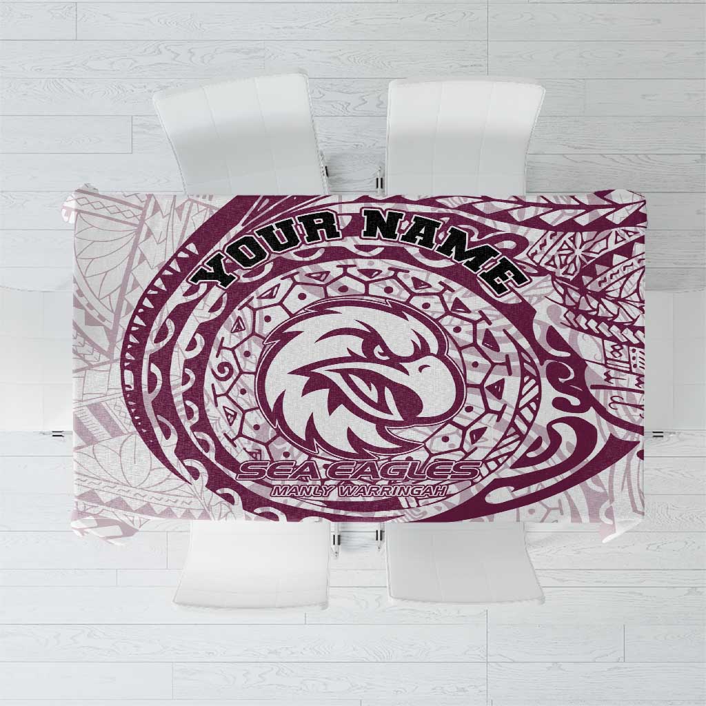 Personalized Manly Warringah Sea Eagles Tablecloth Polynesian Tribal Chest and Sleeve Tattoo