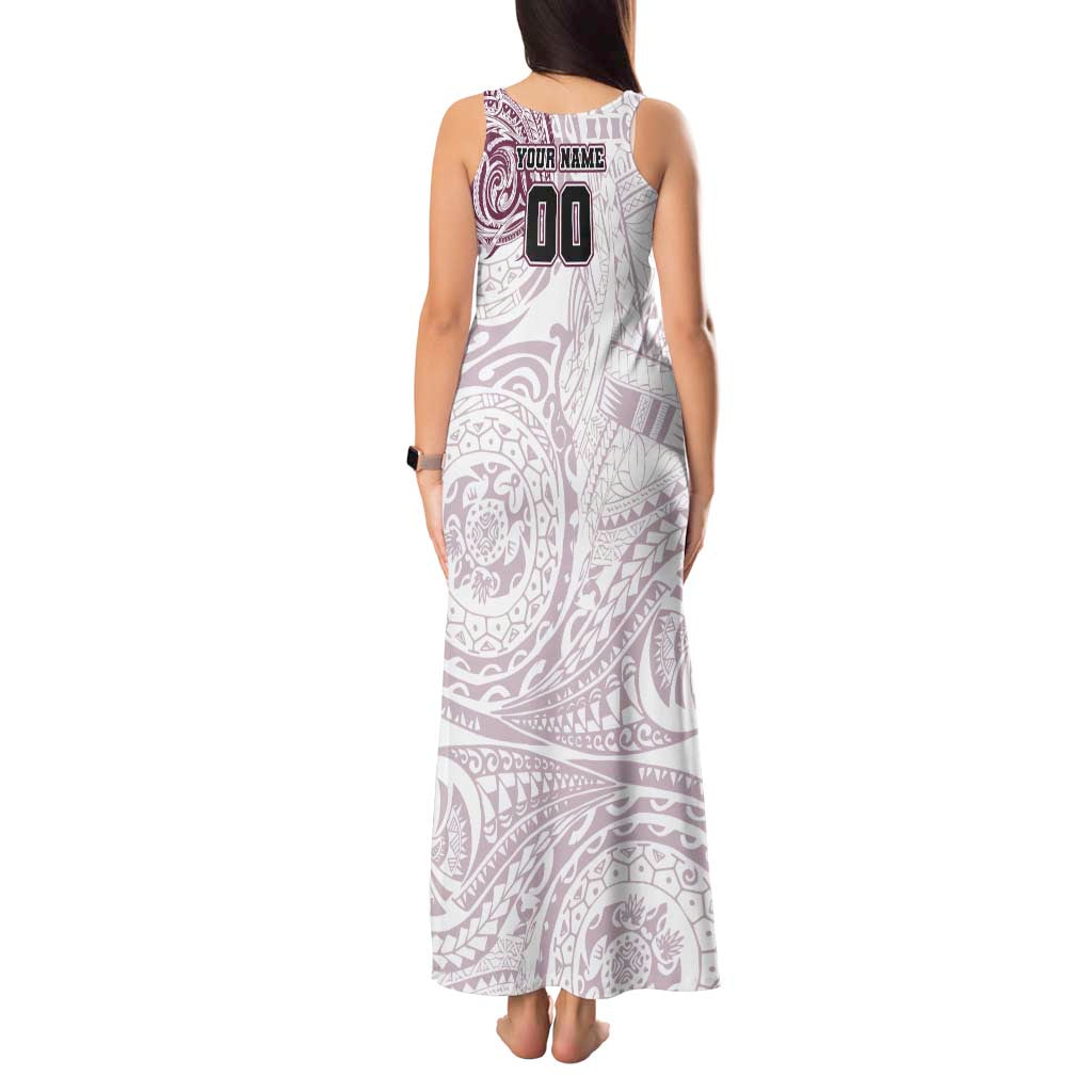Personalized Manly Warringah Sea Eagles Tank Maxi Dress Polynesian Tribal Chest and Sleeve Tattoo
