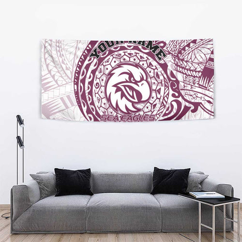 Personalized Manly Warringah Sea Eagles Tapestry Polynesian Tribal Chest and Sleeve Tattoo