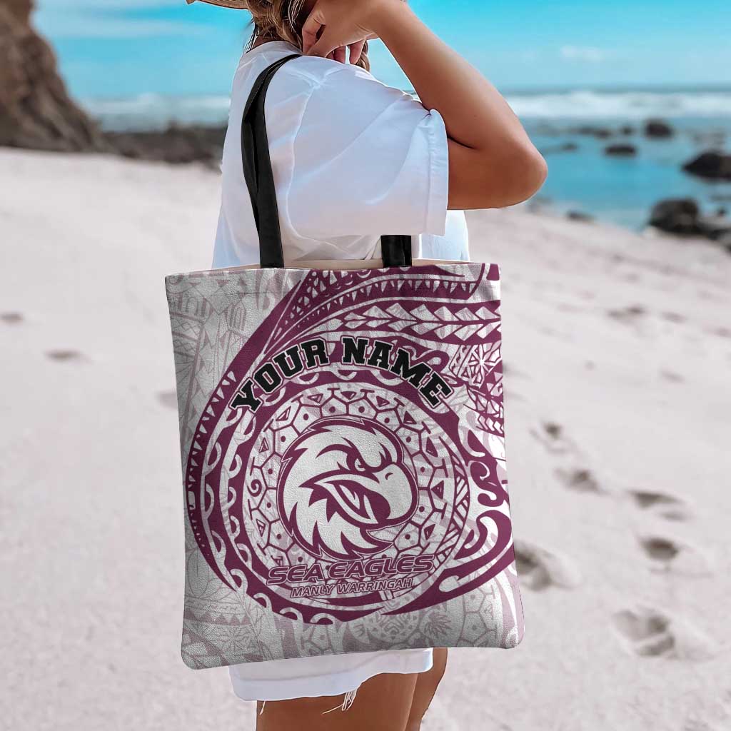 Personalized Manly Warringah Sea Eagles Tote Bag Polynesian Tribal Chest and Sleeve Tattoo