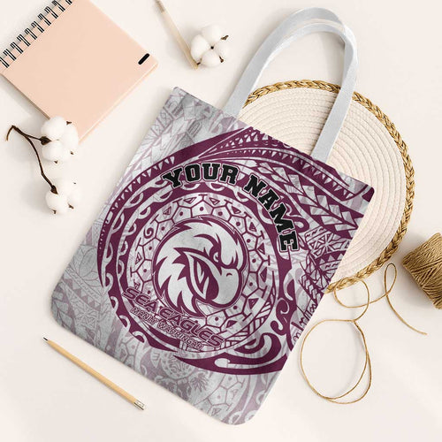 Personalized Manly Warringah Sea Eagles Tote Bag Polynesian Tribal Chest and Sleeve Tattoo