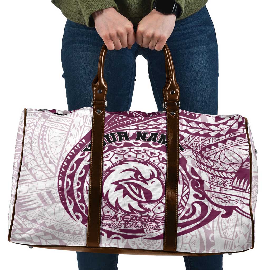 Personalized Manly Warringah Sea Eagles Travel Bag Polynesian Tribal Chest and Sleeve Tattoo
