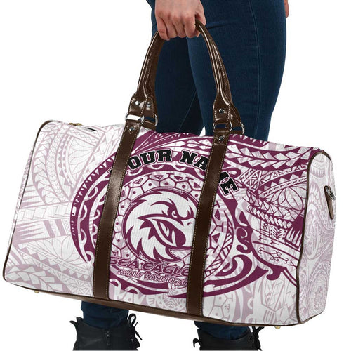 Personalized Manly Warringah Sea Eagles Travel Bag Polynesian Tribal Chest and Sleeve Tattoo