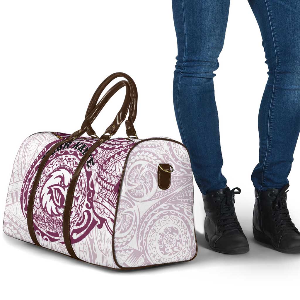 Personalized Manly Warringah Sea Eagles Travel Bag Polynesian Tribal Chest and Sleeve Tattoo