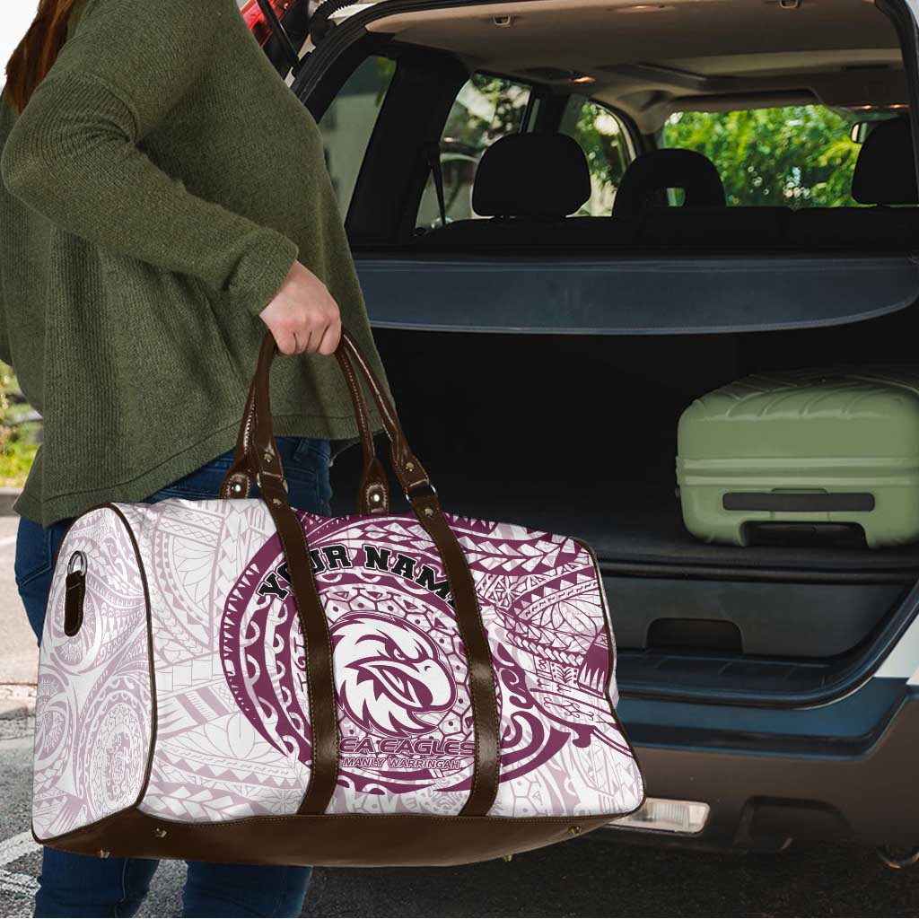 Personalized Manly Warringah Sea Eagles Travel Bag Polynesian Tribal Chest and Sleeve Tattoo