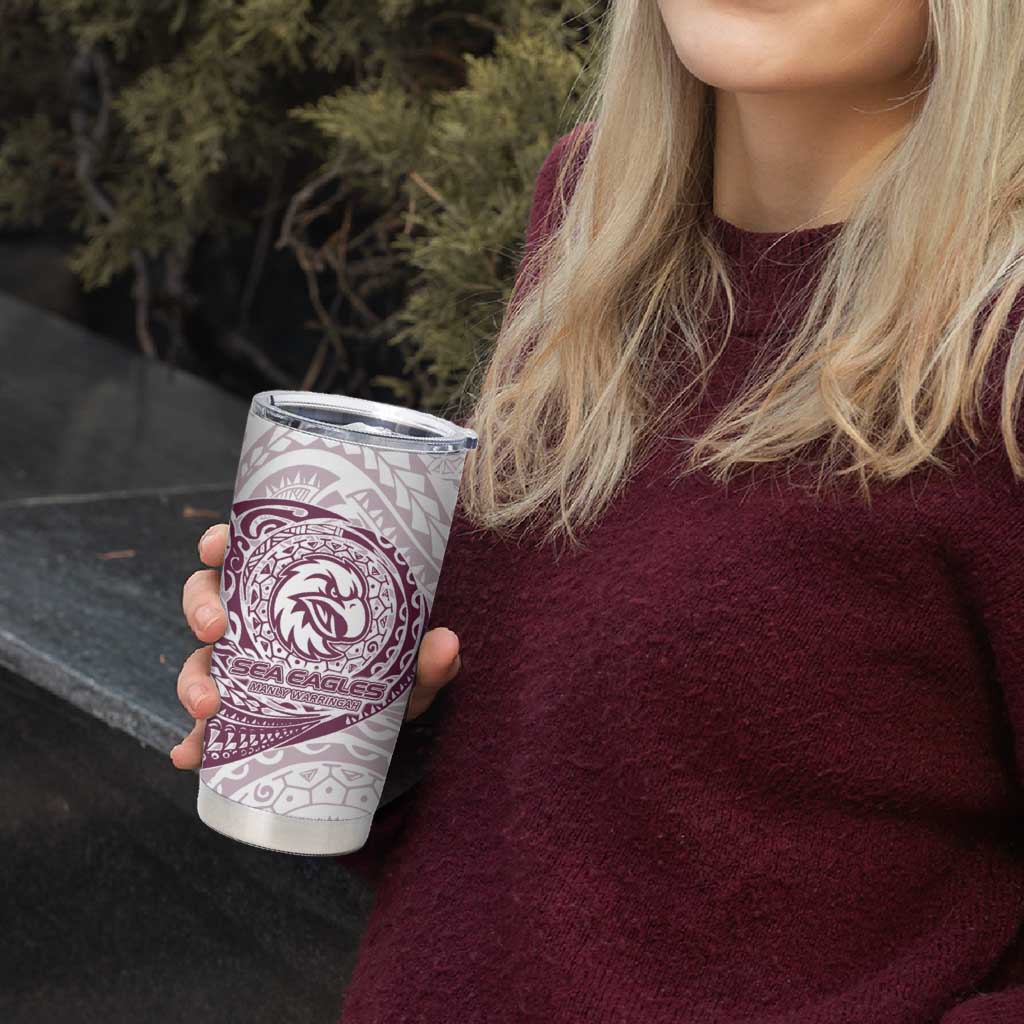 Personalized Manly Warringah Sea Eagles Tumbler Cup Polynesian Tribal Chest and Sleeve Tattoo