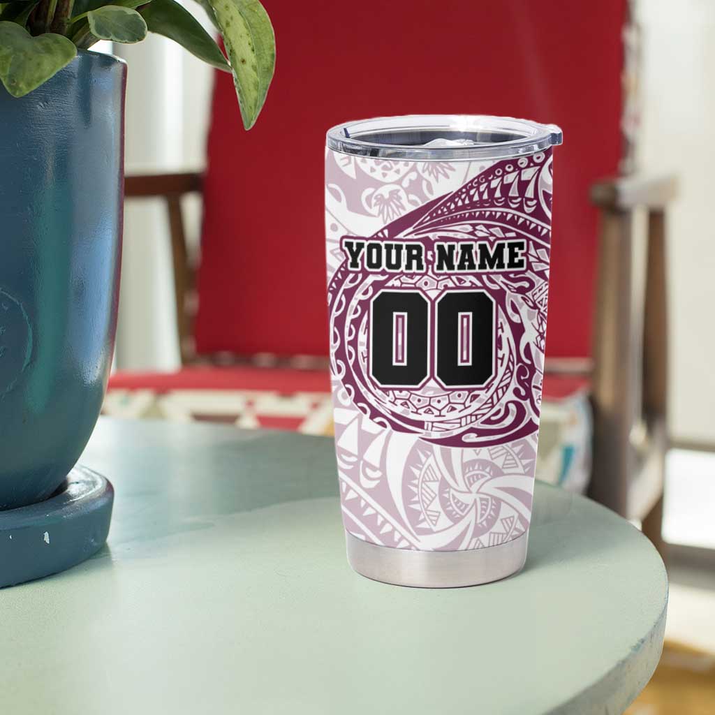 Personalized Manly Warringah Sea Eagles Tumbler Cup Polynesian Tribal Chest and Sleeve Tattoo