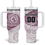Personalized Manly Warringah Sea Eagles Tumbler With Handle Polynesian Tribal Chest and Sleeve Tattoo