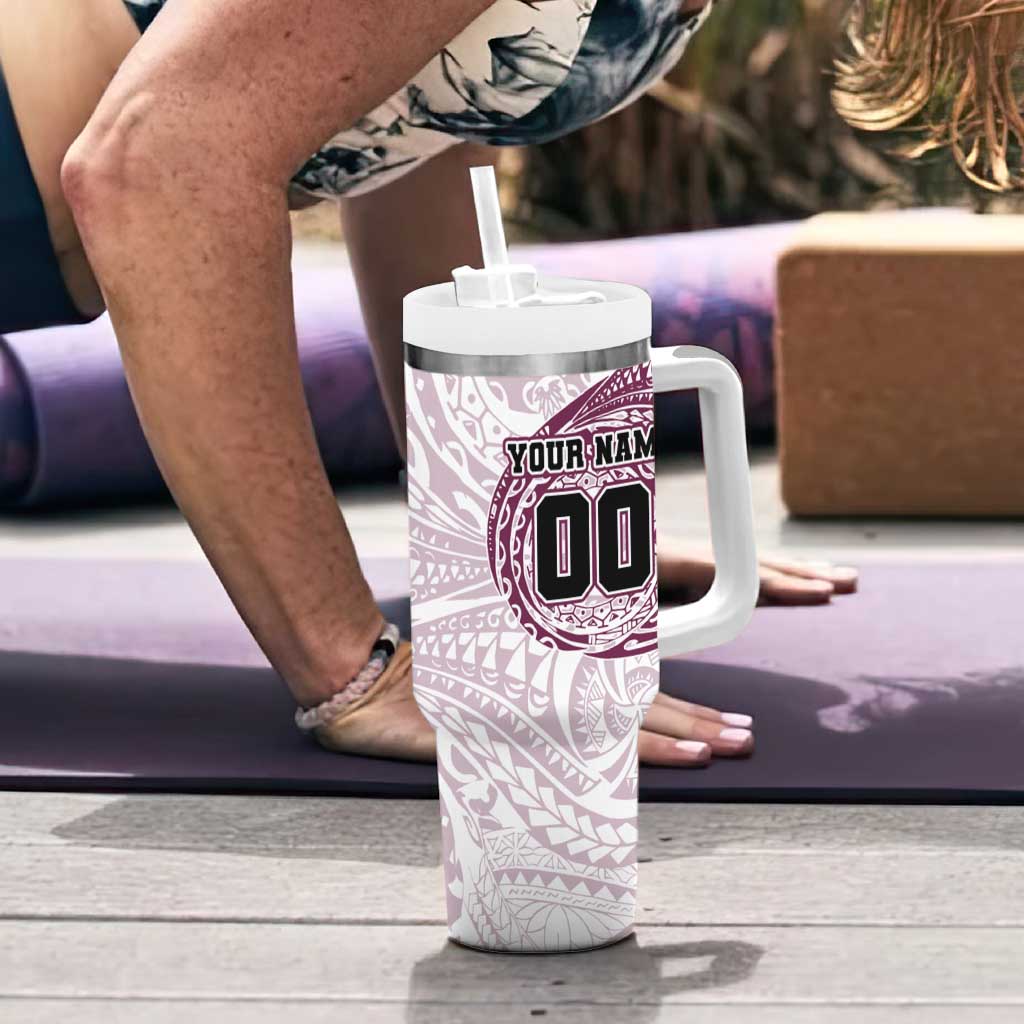 Personalized Manly Warringah Sea Eagles Tumbler With Handle Polynesian Tribal Chest and Sleeve Tattoo