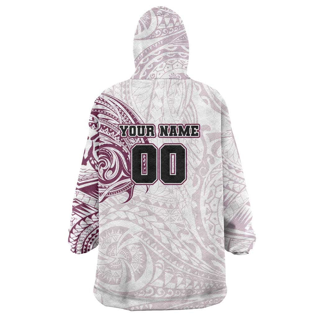 Personalized Manly Warringah Sea Eagles Wearable Blanket Hoodie Polynesian Tribal Chest and Sleeve Tattoo