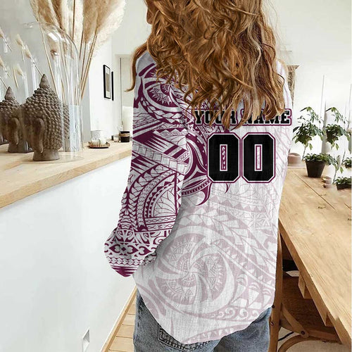 Personalized Manly Warringah Sea Eagles Women Casual Shirt Polynesian Tribal Chest and Sleeve Tattoo