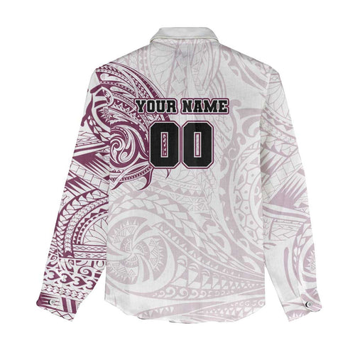 Personalized Manly Warringah Sea Eagles Women Casual Shirt Polynesian Tribal Chest and Sleeve Tattoo