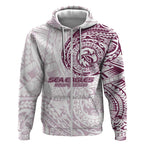 Personalized Manly Warringah Sea Eagles Zip Hoodie Polynesian Tribal Chest and Sleeve Tattoo