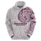 Personalized Manly Warringah Sea Eagles Zip Hoodie Polynesian Tribal Chest and Sleeve Tattoo