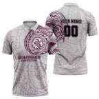 Personalized Manly Warringah Sea Eagles Zipper Polo Shirt Polynesian Tribal Chest and Sleeve Tattoo