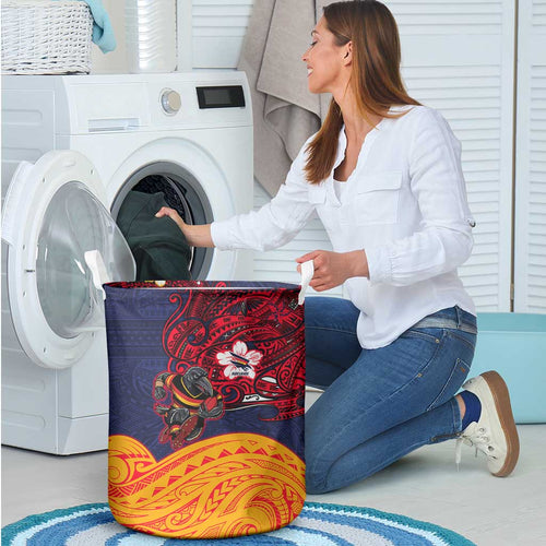 Adelaide Crow Mascot Laundry Basket Polynesian Tribal Pattern Bold Island Style