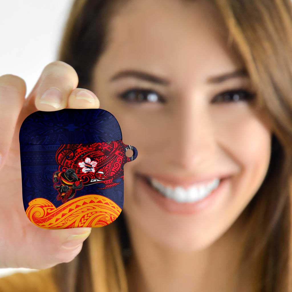 Adelaide Crow Mascot AirPods Case Polynesian Tribal Pattern Bold Island Style