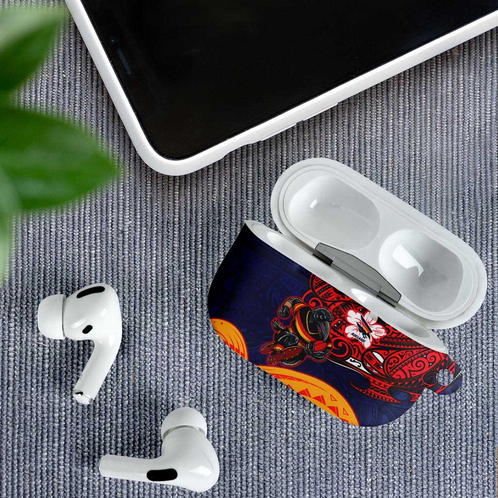 Adelaide Crow Mascot AirPods Case Polynesian Tribal Pattern Bold Island Style