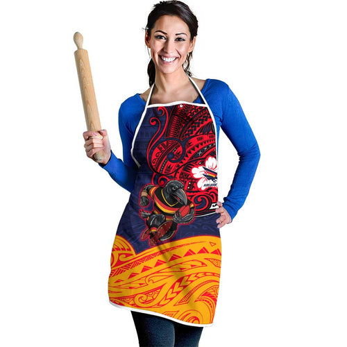 Adelaide Crow Mascot Apron Polynesian Tribal Pattern Bold Island Style
