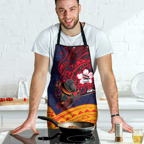 Adelaide Crow Mascot Apron Polynesian Tribal Pattern Bold Island Style