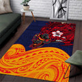 Adelaide Crow Mascot Area Rug Polynesian Tribal Pattern Bold Island Style