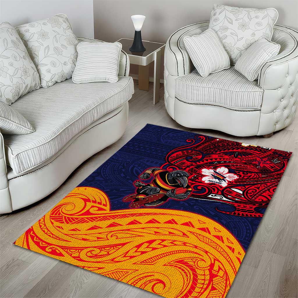 Adelaide Crow Mascot Area Rug Polynesian Tribal Pattern Bold Island Style