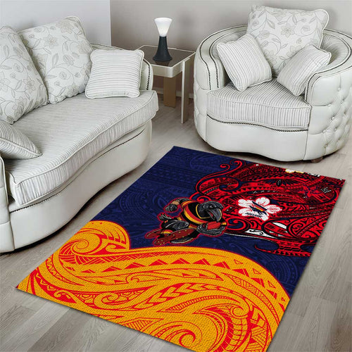 Adelaide Crow Mascot Area Rug Polynesian Tribal Pattern Bold Island Style