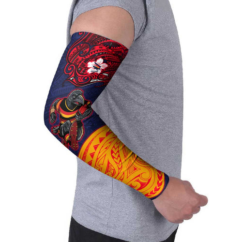 Adelaide Crow Mascot Arm Sleeves Polynesian Tribal Pattern Bold Island Style